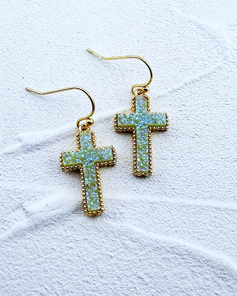 Ella Blue Cross Earrings