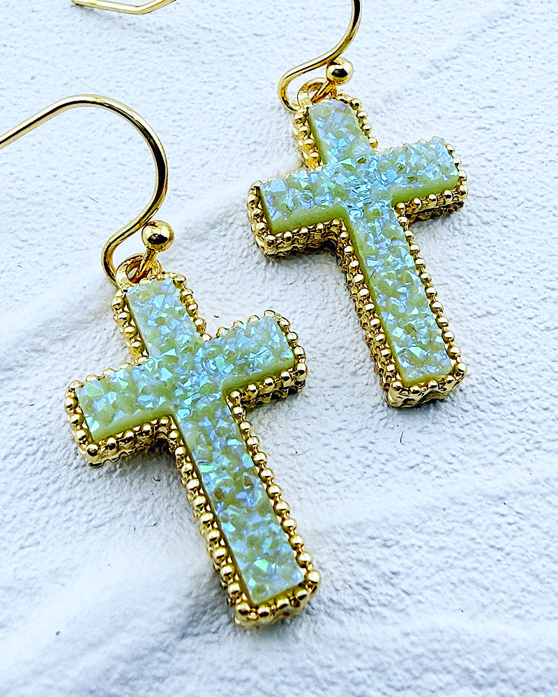 Ella Blue Cross Earrings