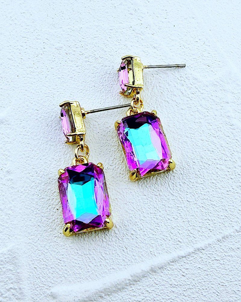 Mini Angela Lavender Iridescent Earrings