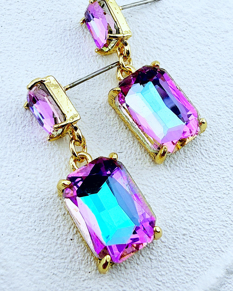 Mini Angela Lavender Iridescent Earrings