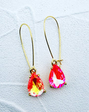 Bella Neon Coral Iridescent Teardrops
