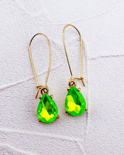 Bella Neon Green Iridescent Teardrops