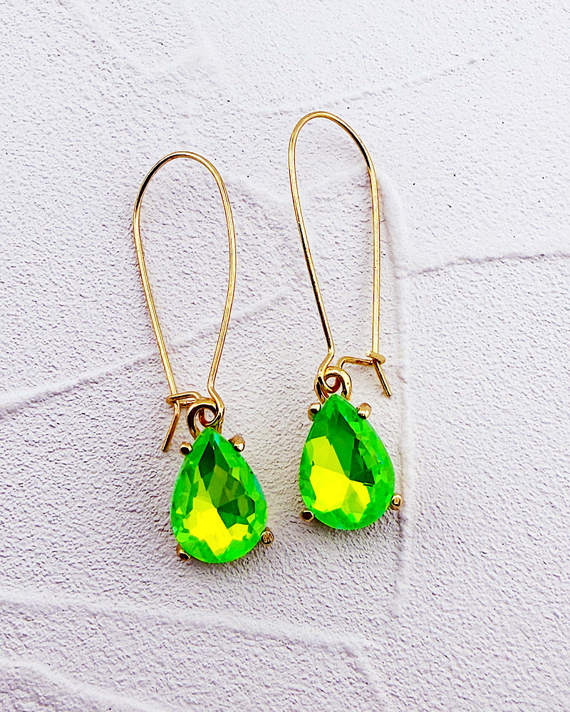 Bella Neon Green Iridescent Teardrops