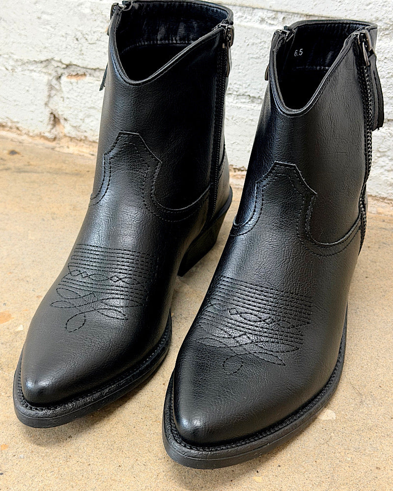 Bernadette Black Western Booties