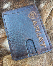 Ariat Bull Hide Brown Bi-Fold Money Clip