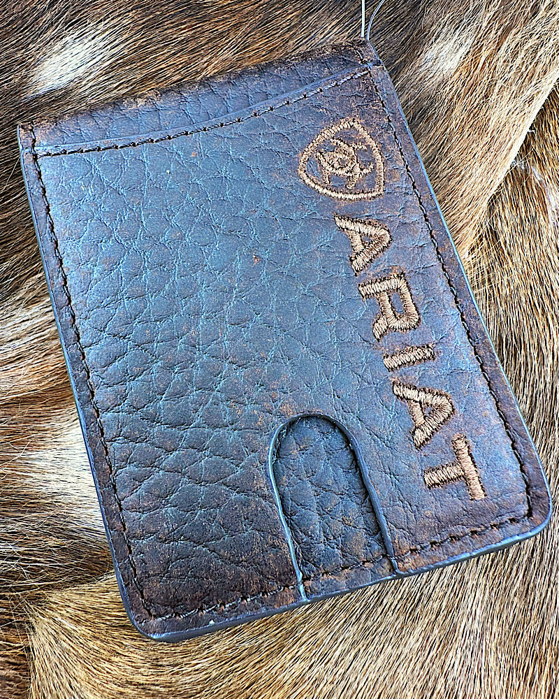 Ariat Bull Hide Brown Bi-Fold Money Clip