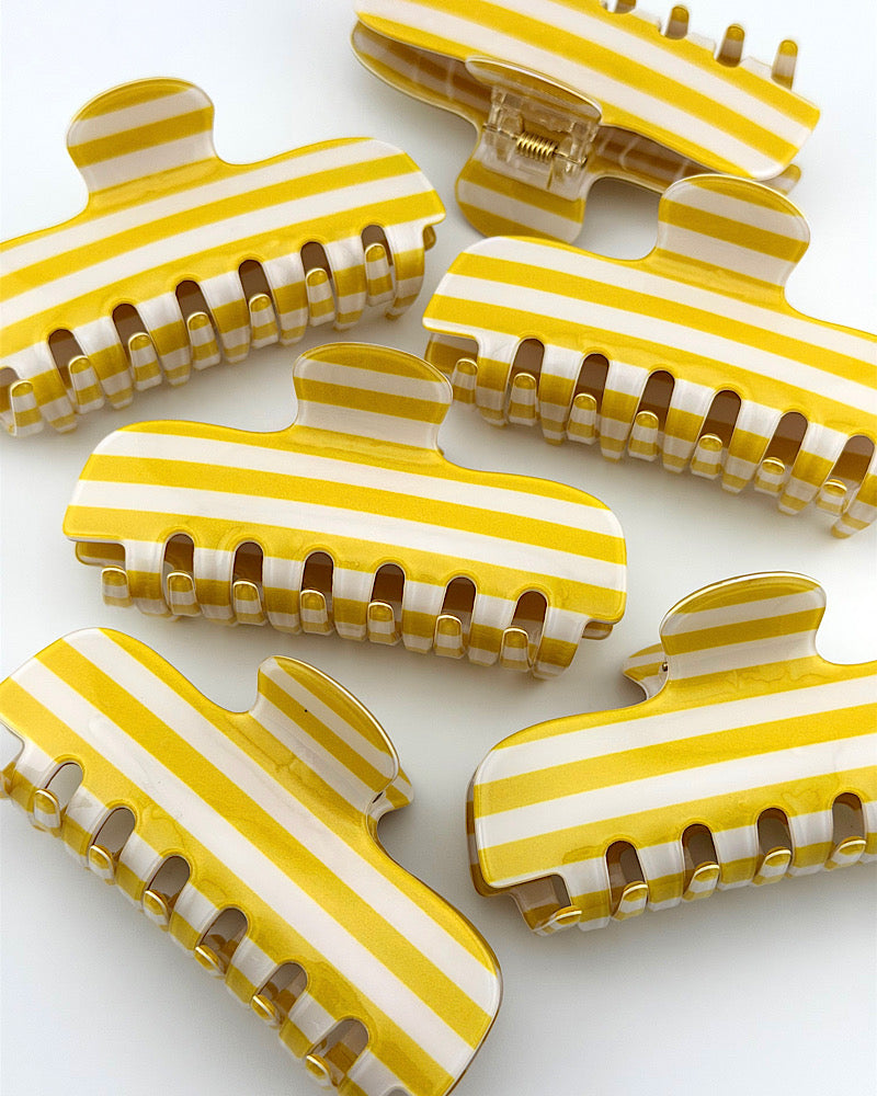 Yellow Striped Hair Clip