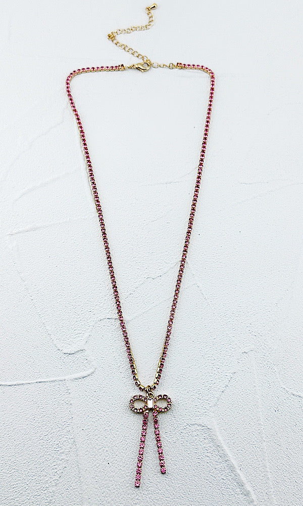 Gentry Pink Bow Necklace