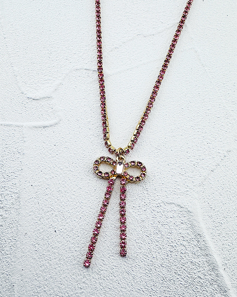 Gentry Pink Bow Necklace