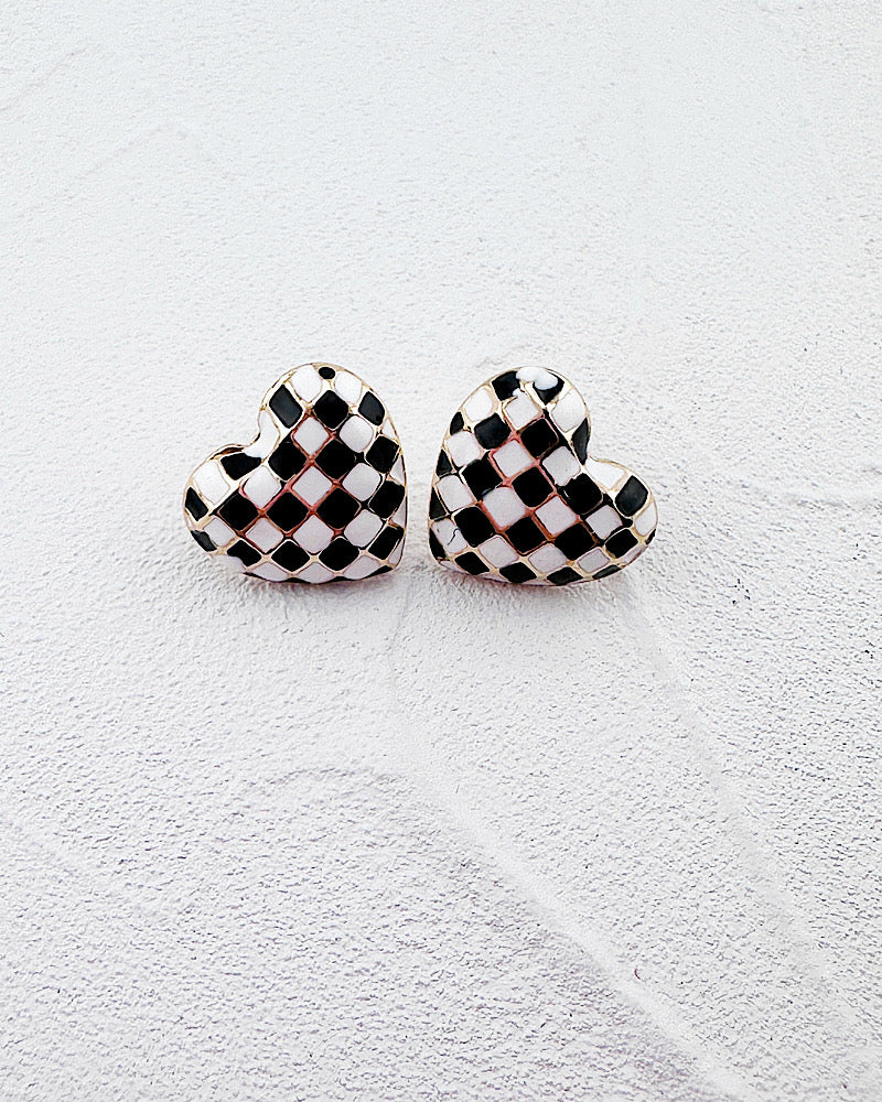 Check Yes Heart Studs