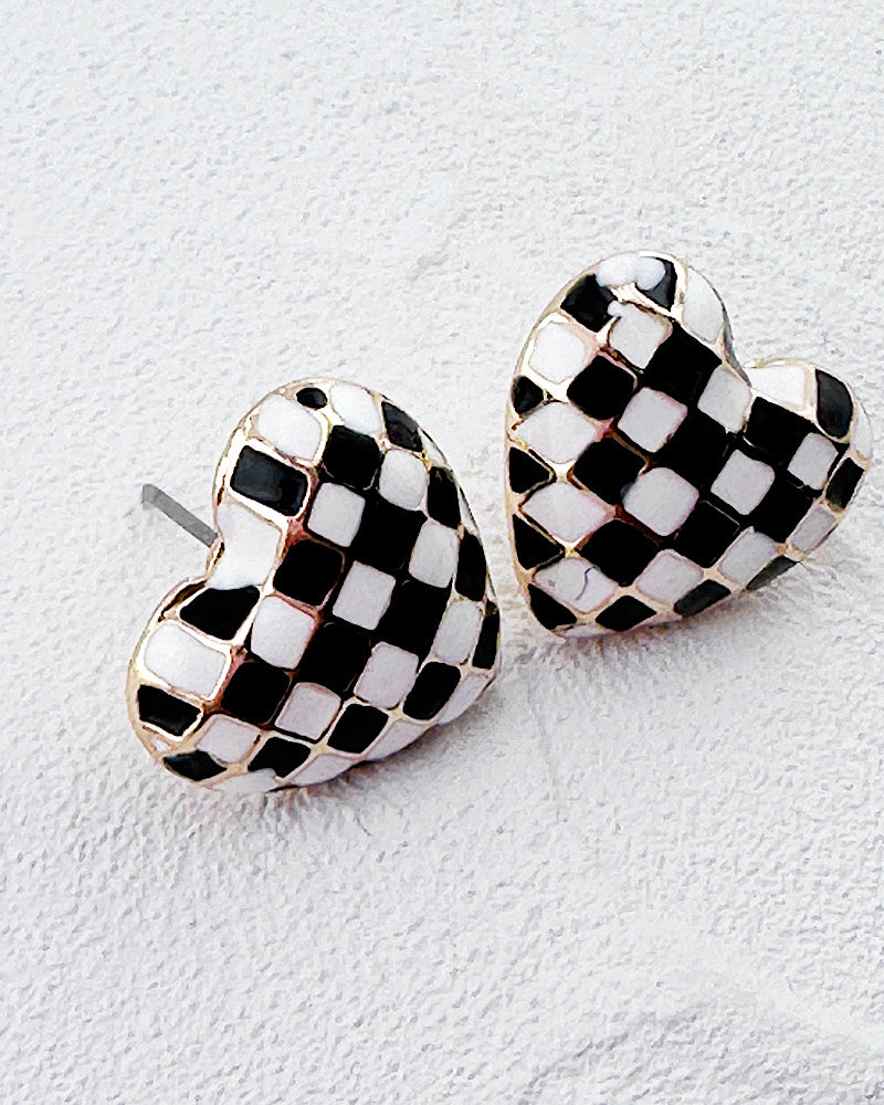 Check Yes Heart Studs