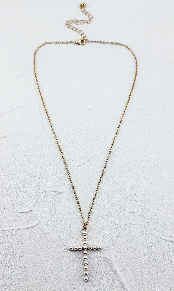 Penelope Pearl Cross Necklace