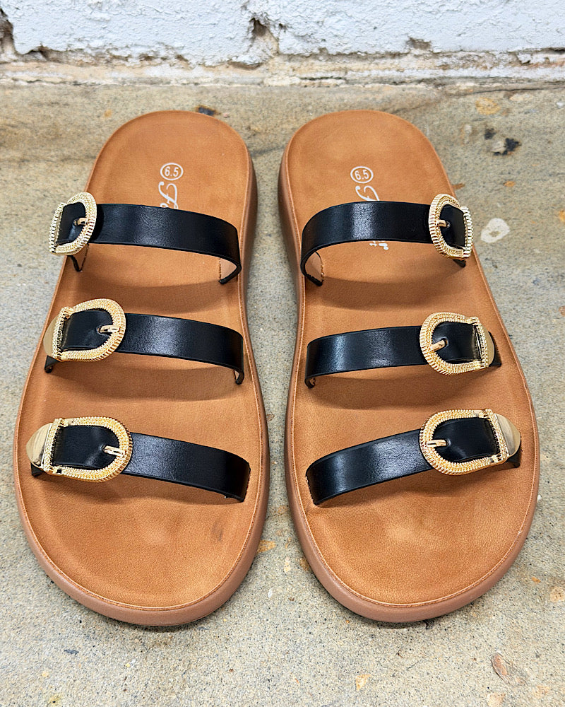 Roxy Black Buckle Sandals