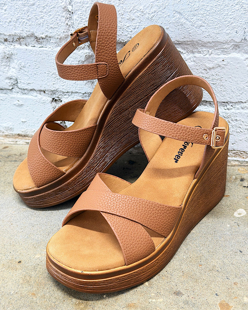 Destiny Tan Wedge Sandals