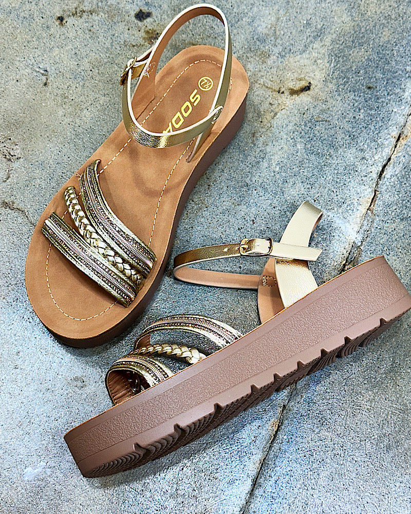 Sienna Strappy Gold Sandal