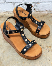 Bree Black Wedge Sandals