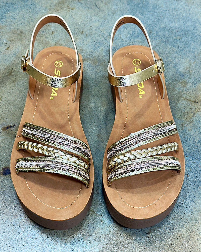 Sienna Strappy Gold Sandal