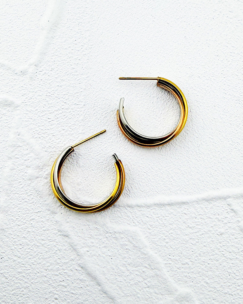 Thea Tri Tone Hoops