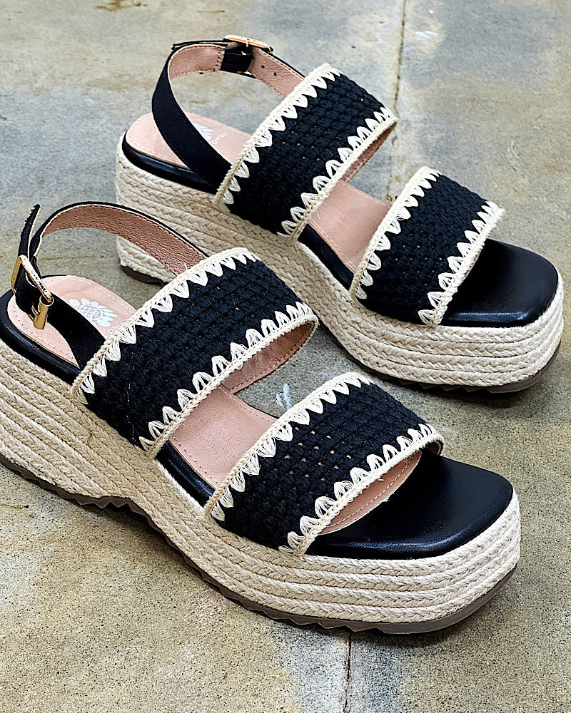 Hellen Black Wedge Sandals