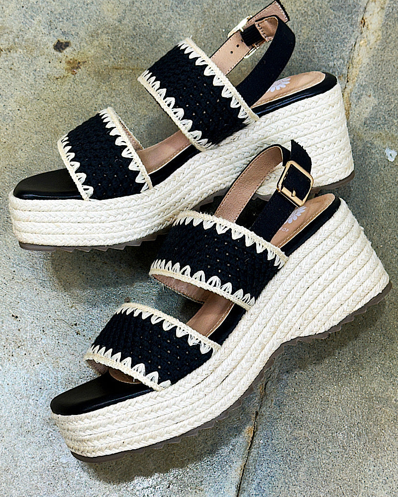 Hellen Black Wedge Sandals