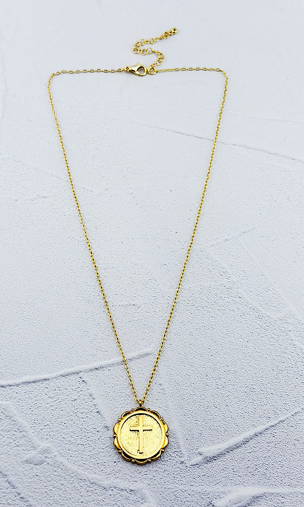 Collette Cross Coin Necklace