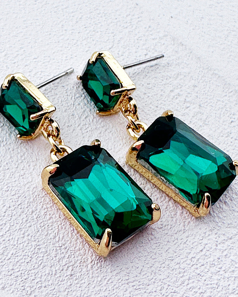 Mini Angela Emerald Jeweled Earrings