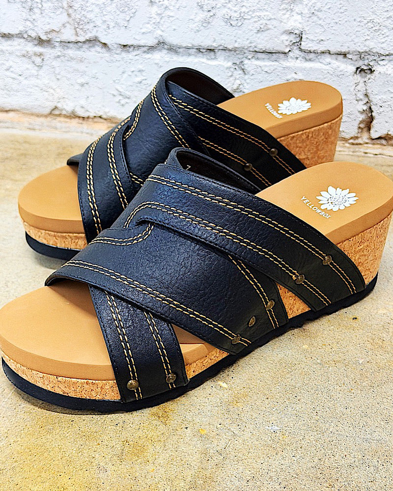 Alice Black Wedge Sandals