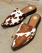 Regan Cow Pointy Mules