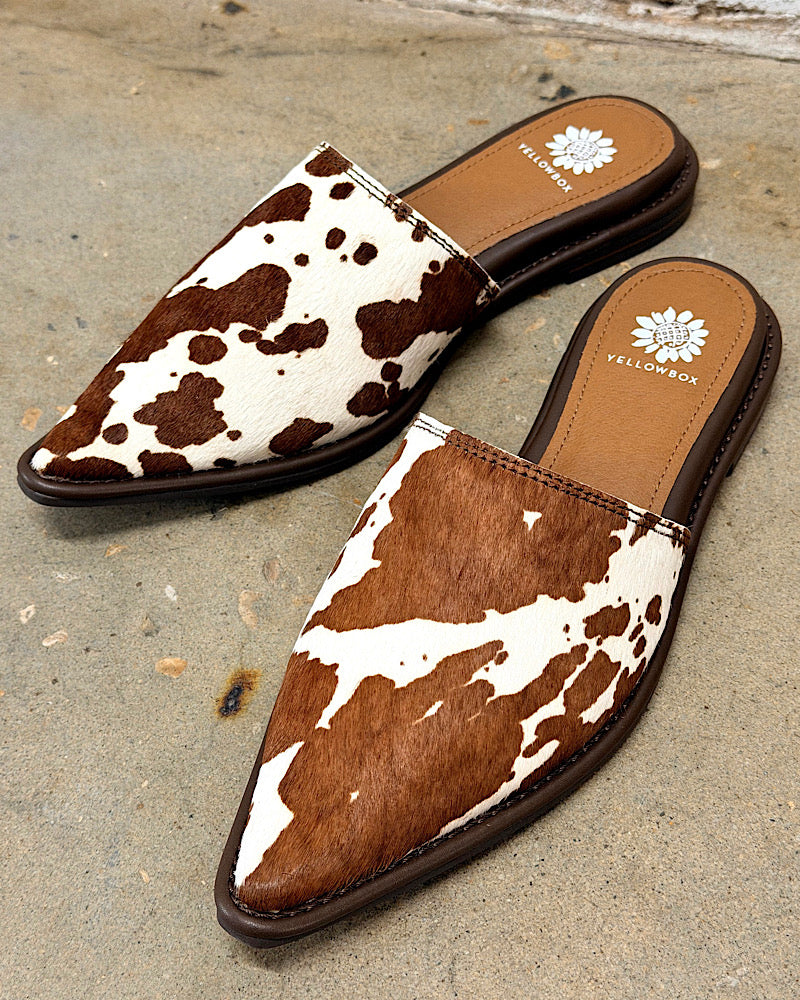 Regan Cow Pointy Mules
