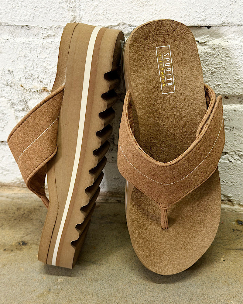 Calica Tan Flatform Sandals