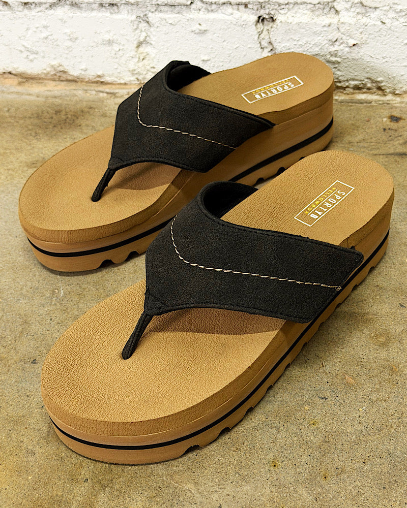 Calica Black Flatform Sandals