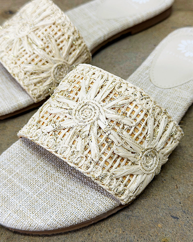 Haruka Raffia Slides