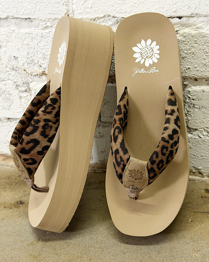 Kaylie Taupe Leopard Flatform Sandals