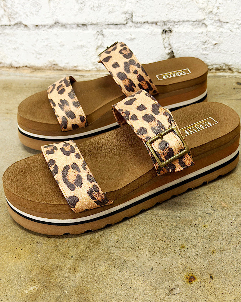 Catalena Leopard Flatform Sandals