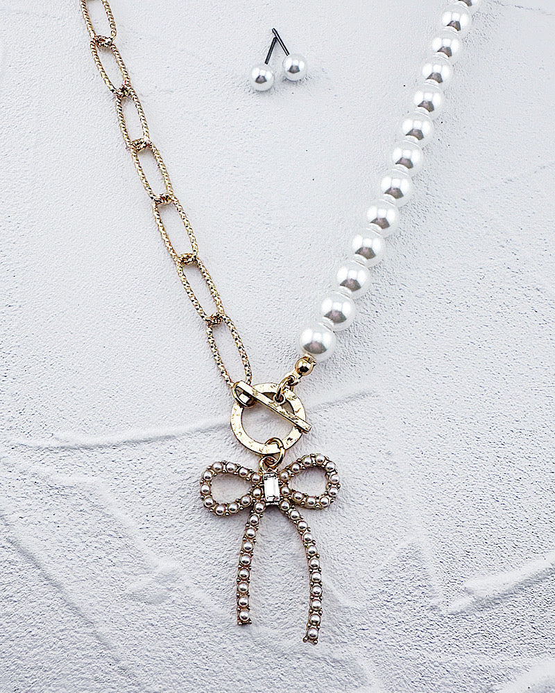 Everly Bow Necklace Set
