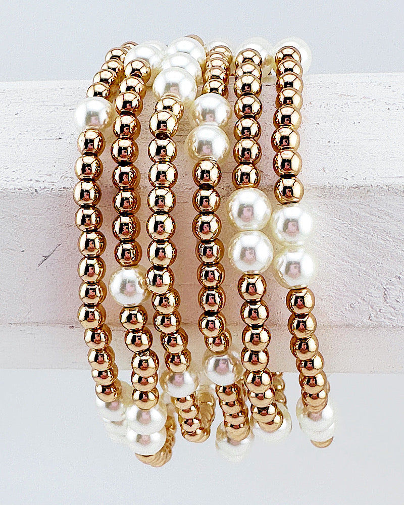 Eloise 6pc Pearl Bracelet Stack