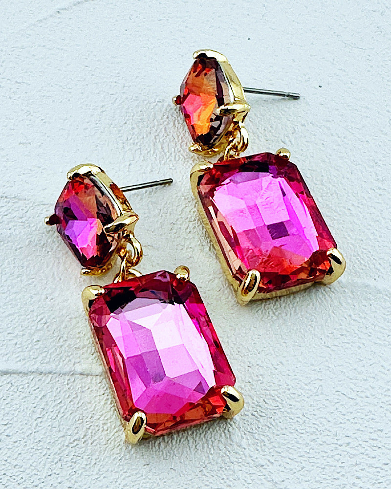 Angela Pink Iridescent Jeweled Earrings