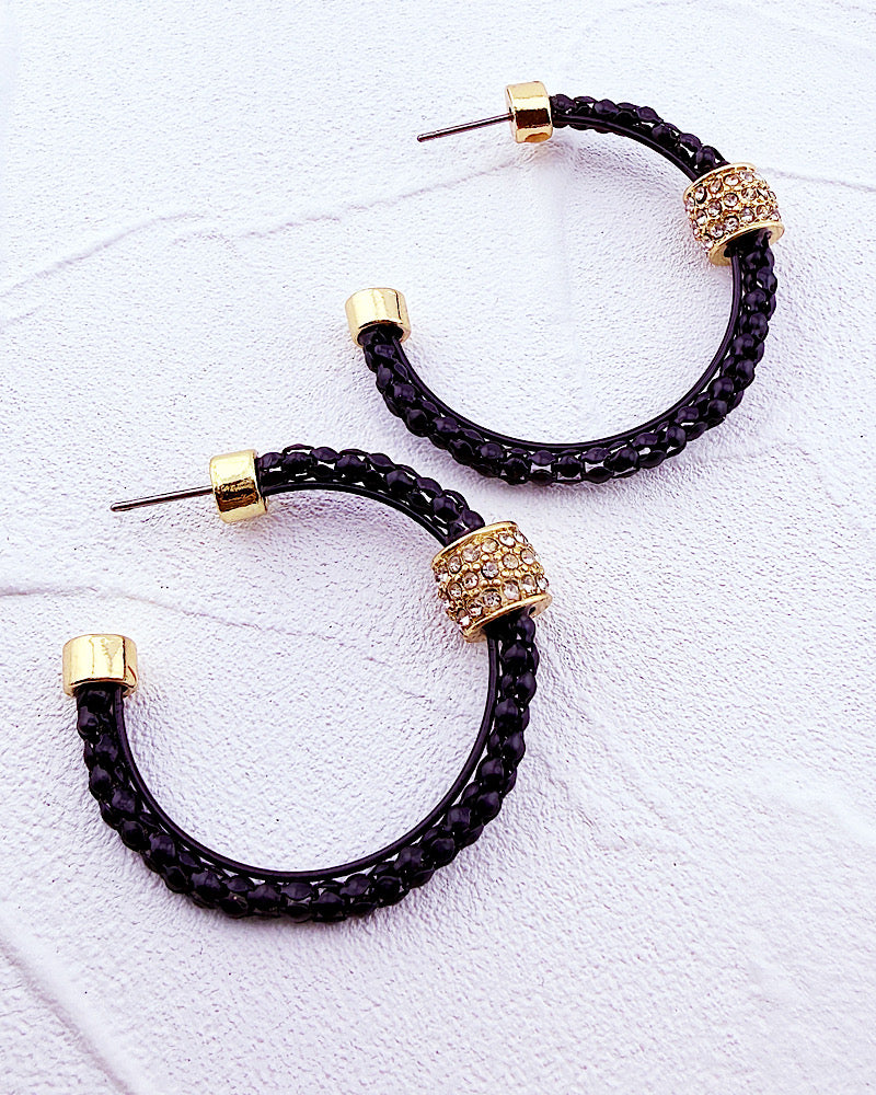 Charly Navy Chain Hoops