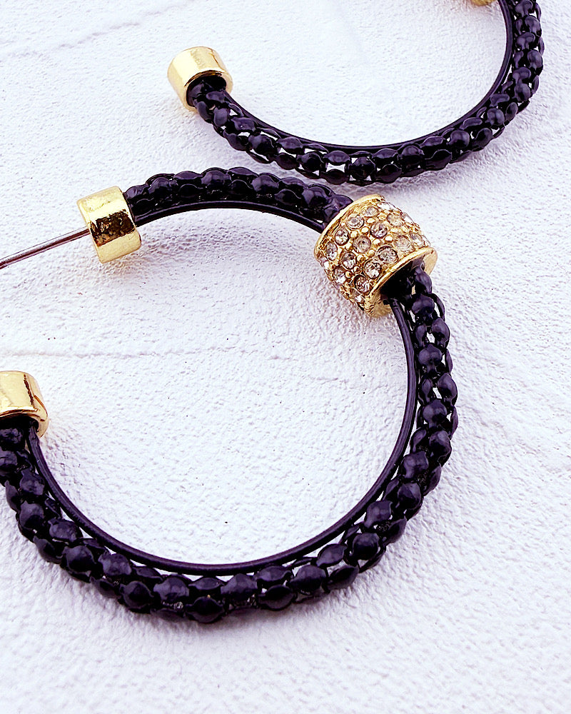 Charly Navy Chain Hoops