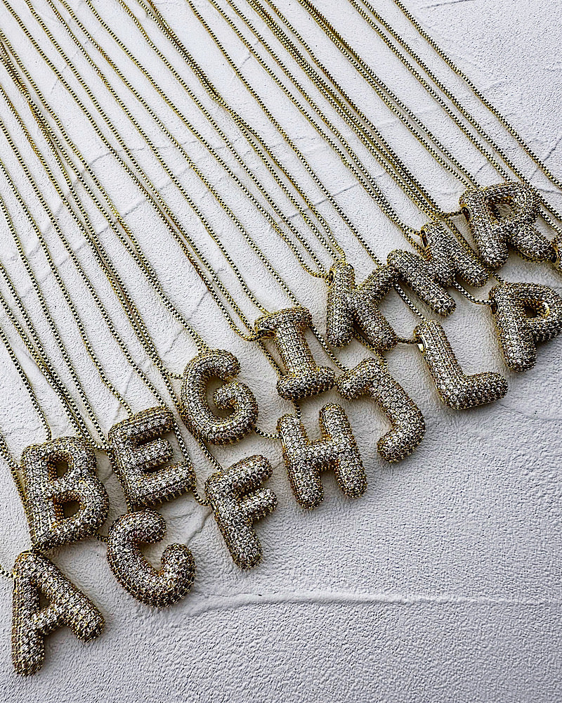 Luxe Pave Bubble Initial Necklace