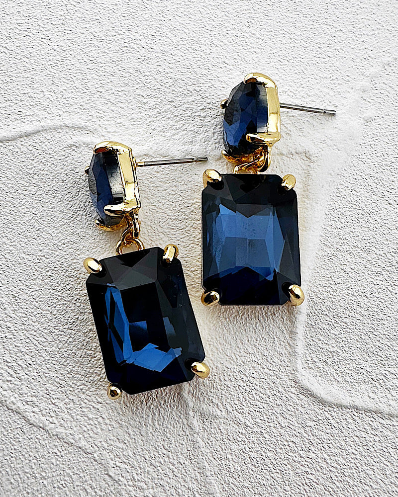 Angela Midnight Blue Jeweled Earrings