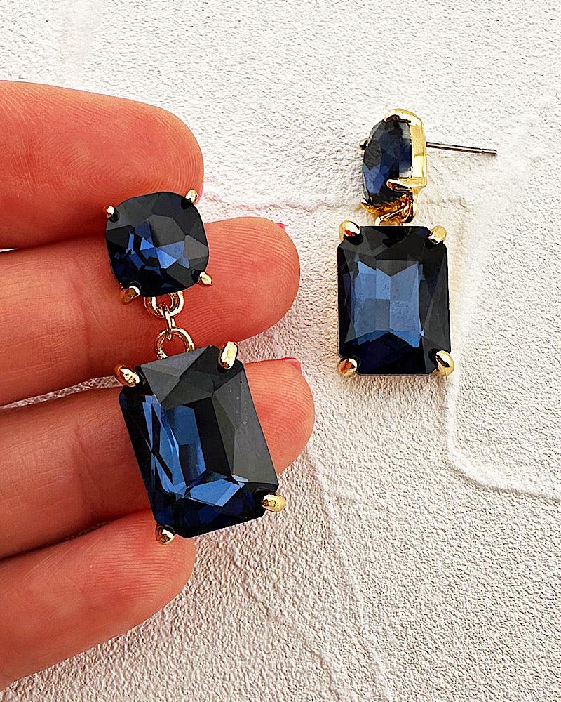 Angela Midnight Blue Jeweled Earrings