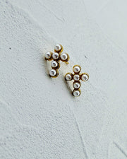 Poppy Pearl Cross Studs