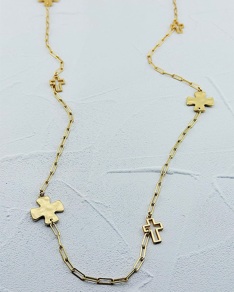 Cleo Long Cross Necklace