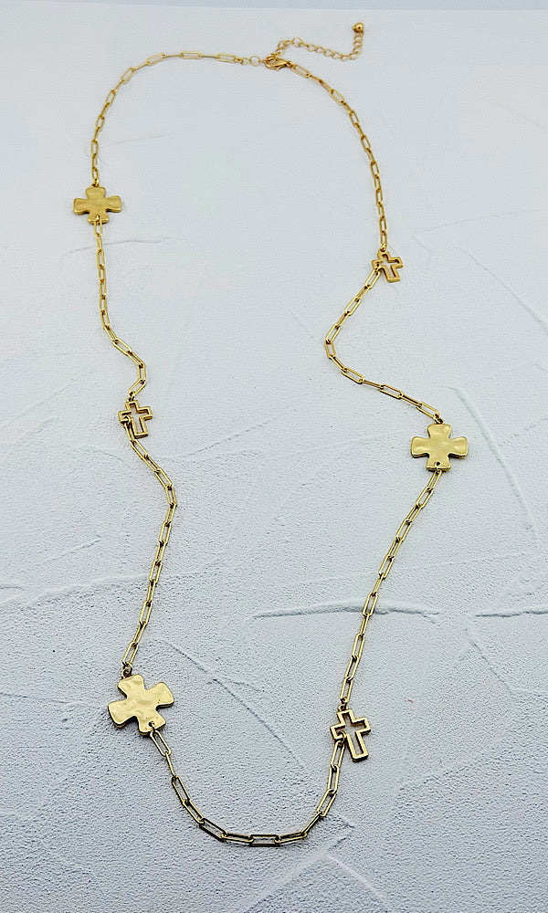 Cleo Long Cross Necklace