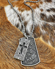 Cross Double Dog Tag Necklace
