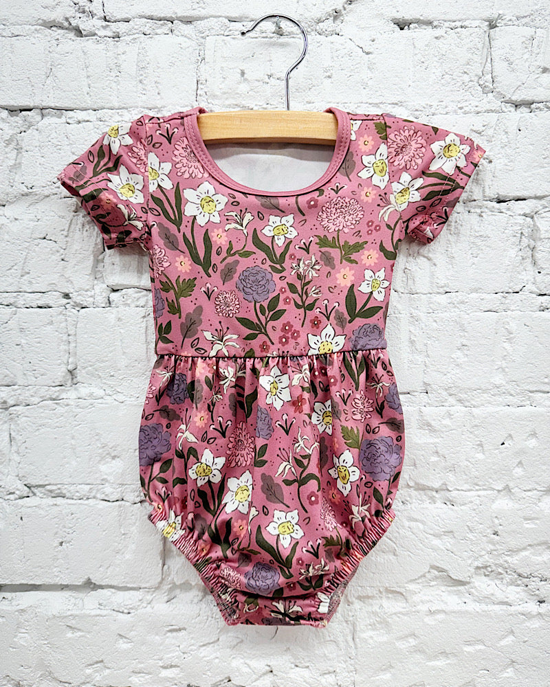 Plum Cute Floral Onesie