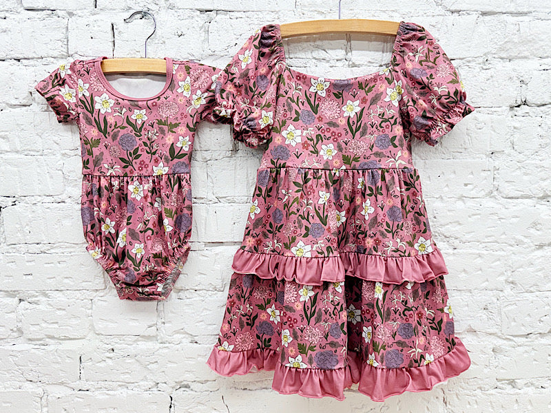 Plum Cute Floral Onesie