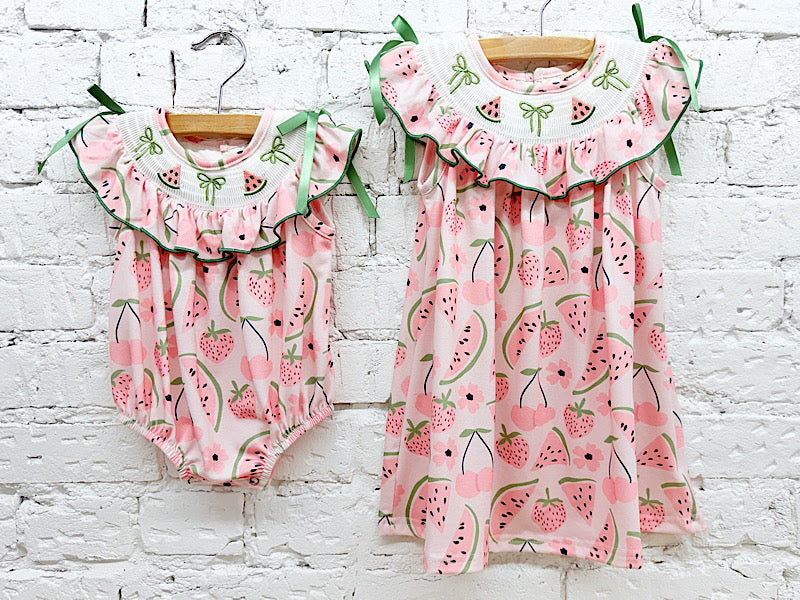 Watermelon Splash Smocked Onesie