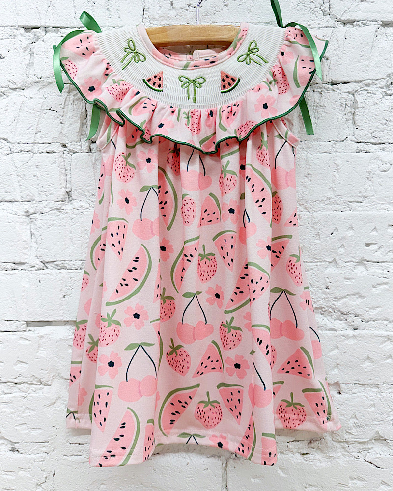 Watermelon Splash Smocked Dress
